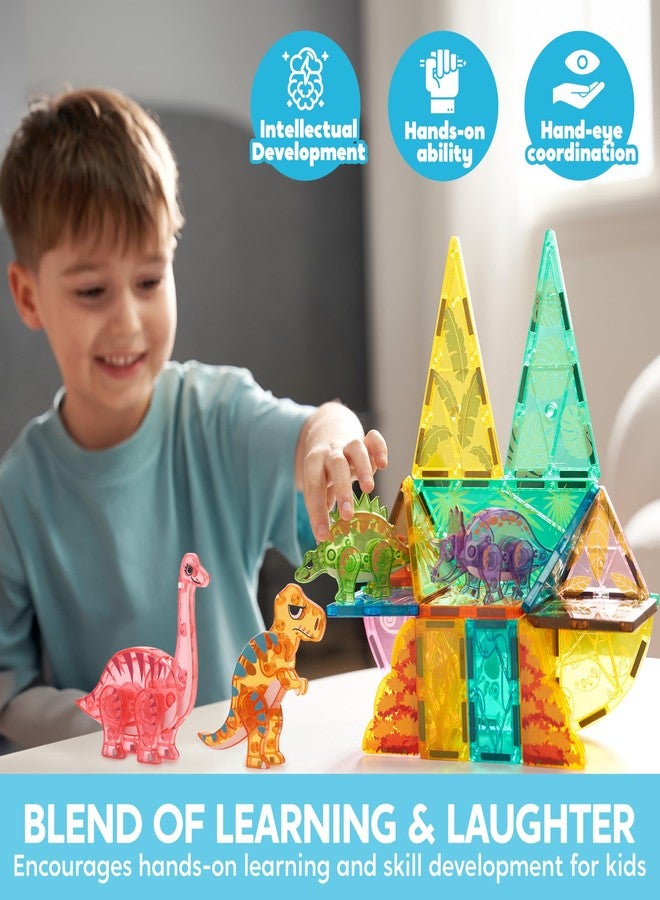 SYNCFUN Magnetic Building Tiles Dinosaur Set for Kids, 50PCS Including 5 Cute Dinosaurs, Educational STEM Toy for Boys & Girls Ages 3-5 4-8, Christmas Birthday Party Gift for Toddlers - Image 2